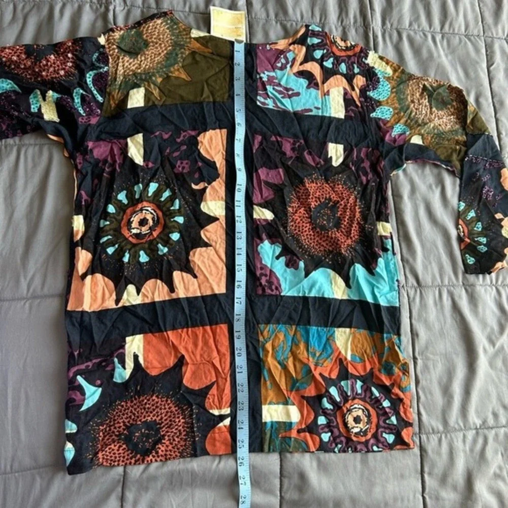 Deadstock beaded floral funky artsy aop long sleeve naca by milo M - Picture 6 of 6